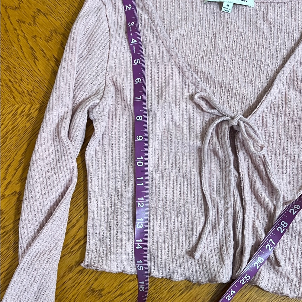 Wallflower Pink Tie-Front Cropped Cardigan - Picture 7 of 8
